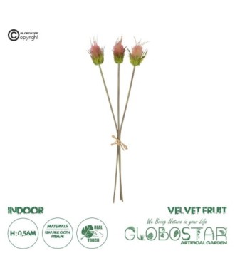 GloboStar® Artificial Garden PINK VELVET FRUIT BOUQET 21377 Τεχνητό Διακοσμητικό  Μπουκέτο Βερμπάσκο Y56cm